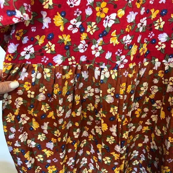 Ulla Popken Womens Sz 20/22 maxi Dress tiered peasant Lagan cottagecore boho tea - Picture 9 of 14